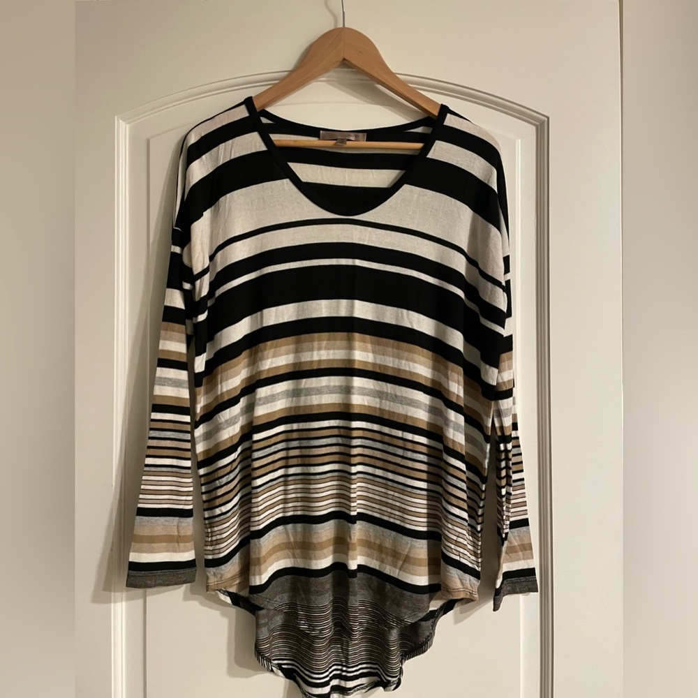 Red 23 Striped Tunic Top Black and Tan